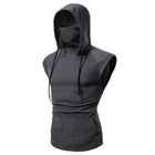 Mens Mask Button Sports Vest Hooded - Blue Force Sports