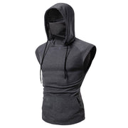 Mens Mask Button Sports Vest Hooded - Blue Force Sports