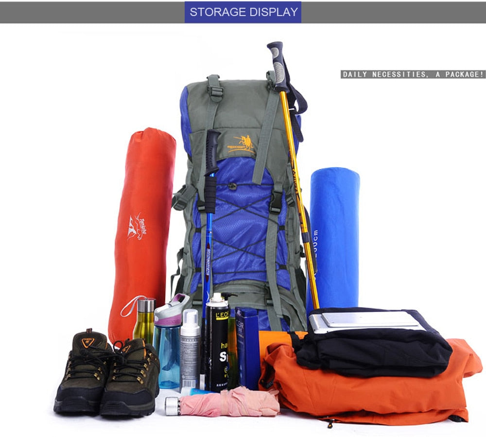 Extra Large Outdoor 60L Travel Backpack - Blue Force Sports