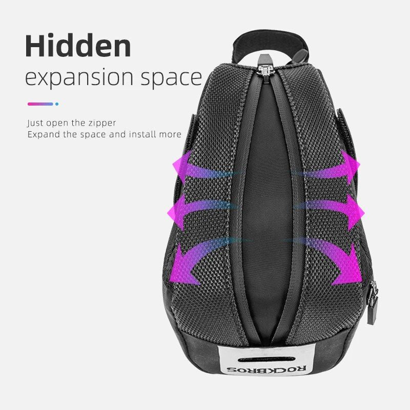 Wasserdichte Fahrradhecktasche mit Reflektorstreifen und erweiterbarem Fassungsvermögen