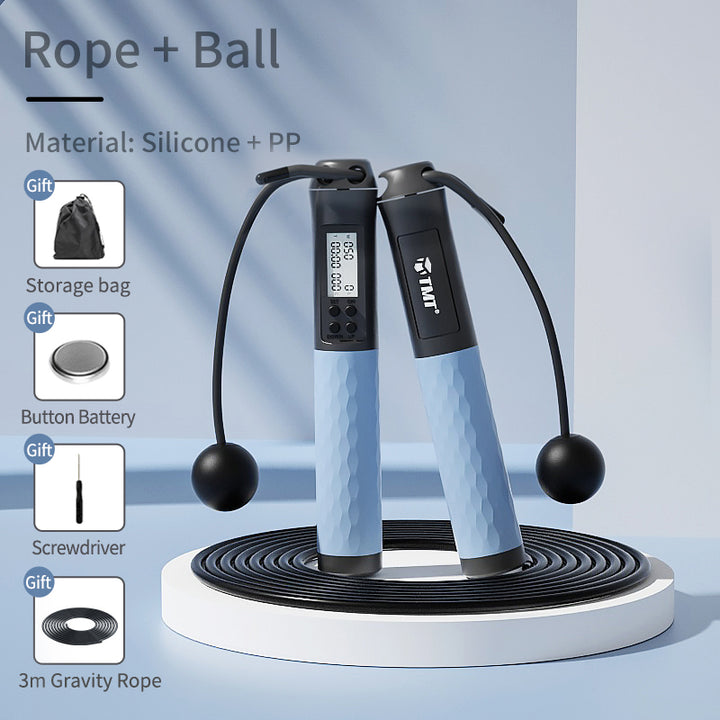 Jumping Rope Cordless Type Counting Fitness Exercise Wireless Gravity Weight Ball Fat Burning Female Cordless - Blue Force Sports