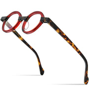 Retro Round Transparent Red Myopia Lens Frame - Blue Force Sports