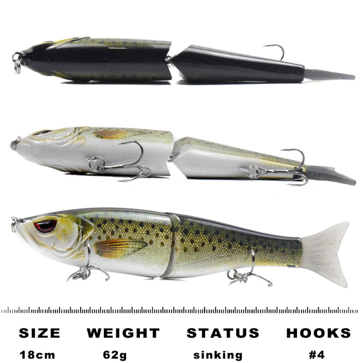 S-style Swimming Soft Tail Two-section Lure - Blue Force Sports