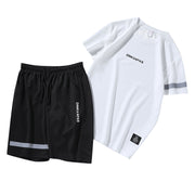 Sports Suit Men's Running Gym Short-sleeved T-shirt Sportswear Two-piece Suit - Blue Force Sports
