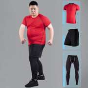 Male fat man high elastic quick-drying clothes plus size fitness suit - Blue Force Sports