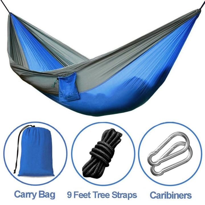 Backpacking Hammock - Portable Nylon Parachute Outdoor Double Hammock - Blue Force Sports