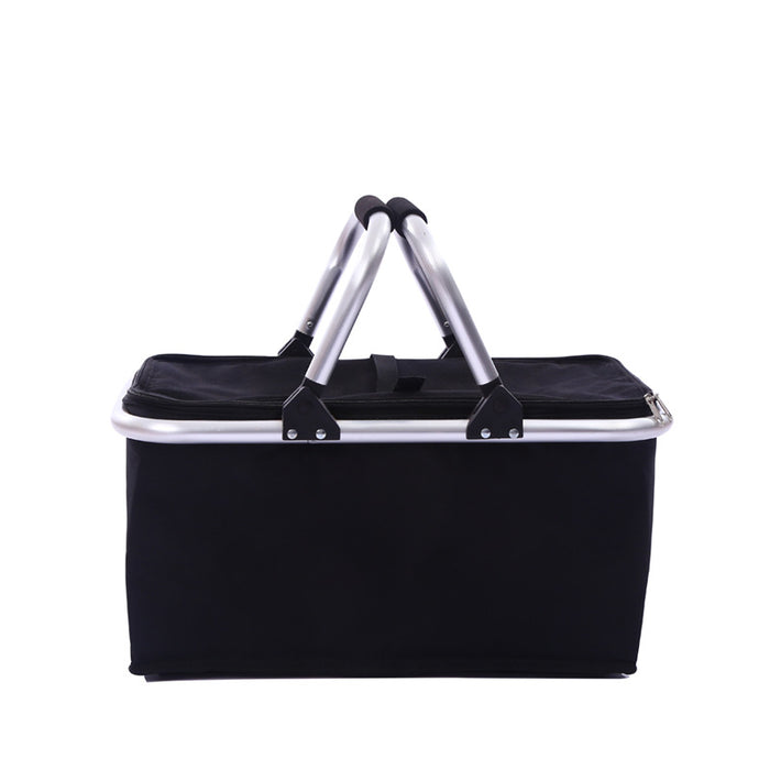 30L Large Folding Picnic Camping Insulated Cooler Hamper Storage Basket Bag - Blue Force Sports
