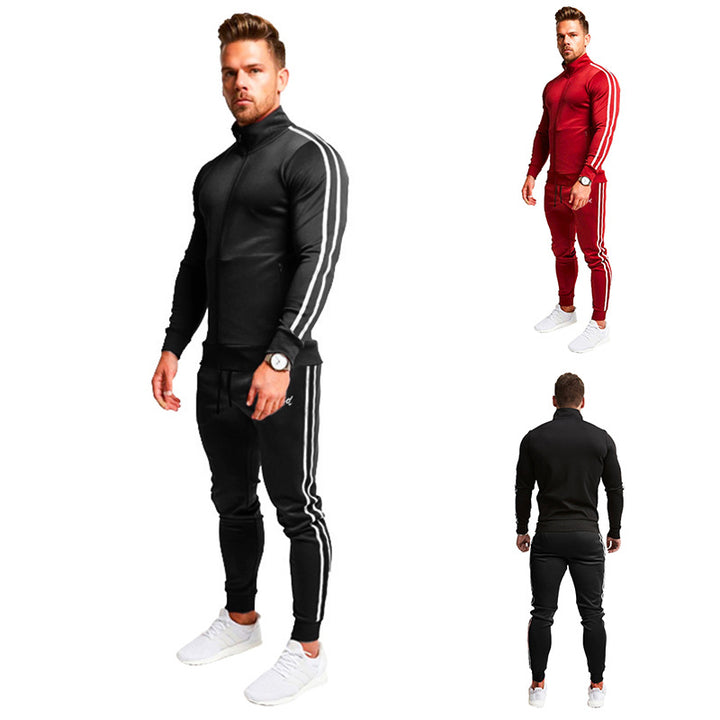 Men's striped long sleeve sweatpants suit - Blue Force Sports