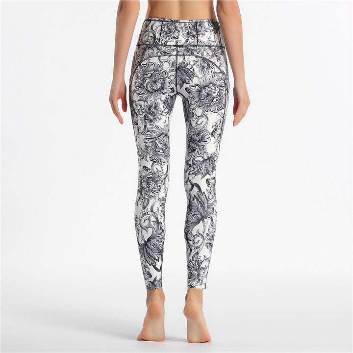 Printed stretch yoga trousers sweatpants - Blue Force Sports