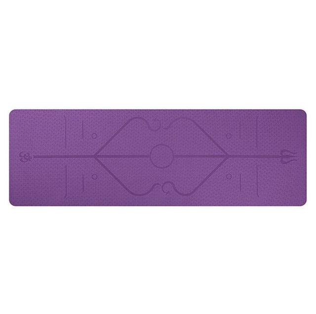 Non Slip TPE Yoga Mat Position Line Beginner - Blue Force Sports