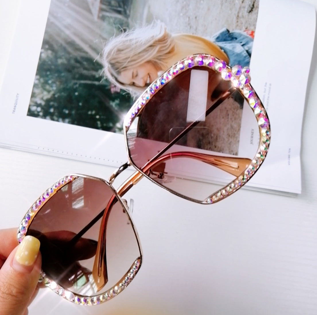 Personality trend diamond retro sunglasses - Blue Force Sports