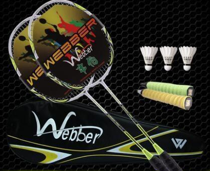 Weber Carbon Fiber Badminton Racket Double Shot Single Shot Durable Feather Shot - Blue Force Sports