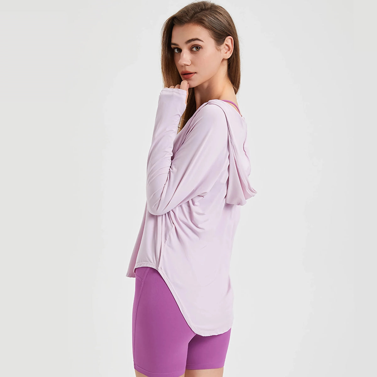 Langärmliger UV-Schutz-Yoga-Hoodie für Damen – leichtes, atmungsaktives Workout-Oberteil