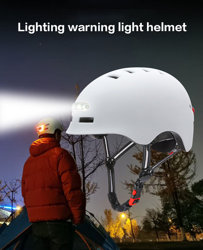 Skateboard Cycling Electric Vehicle Lighting Warning Smart Light Safety Sports Helmet - Blue Force Sports