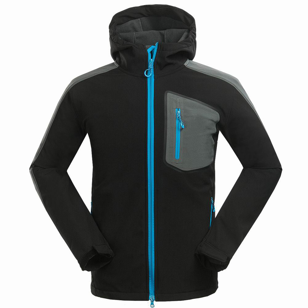 New Men's Outdoor Mountaineering And Leisure Sports Clothing Complex Soft Shell Jacket Jacket Jacket Jacket - Blue Force Sports