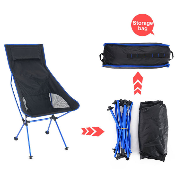 Large Outdoor Folding Fishing Chair With Pillow - Blue Force Sports