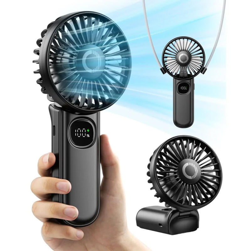 Ventilador portátil plegable de mano con pantalla LED