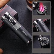 Cylindrical Metal Inflatable Four-straight Cigar Lighter - Blue Force Sports