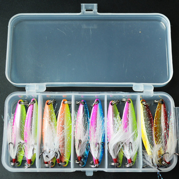 Small Five Grid 3g Colorful Spoon Shaped Horse Mouth Sequins Set Fish Bait - Blue Force Sports