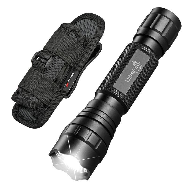 Linterna LED táctica de 1200 lúmenes con funda y batería recargable