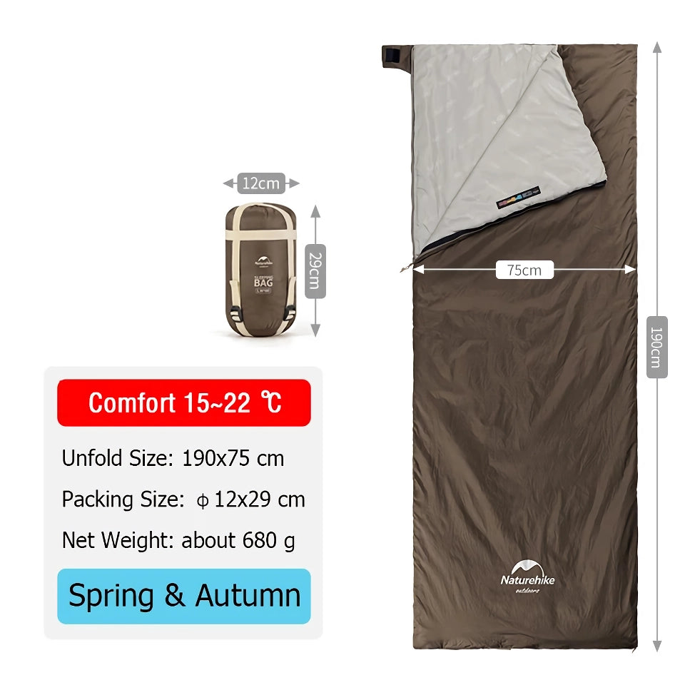 Lightweight Envelope Sleeping Bag for Mild-Weather Camping