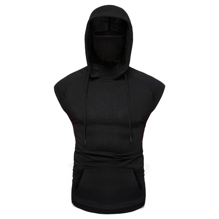 Mens Mask Button Sports Vest Hooded - Blue Force Sports