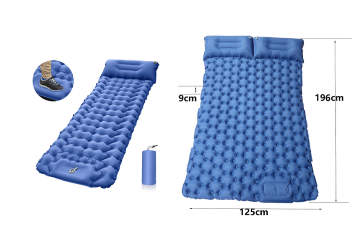 Outdoor Camping Travel Portable Inflatable Cushion Built-in Foot Inflatable - Blue Force Sports