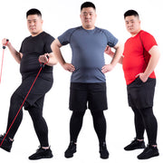 Male fat man high elastic quick-drying clothes plus size fitness suit - Blue Force Sports