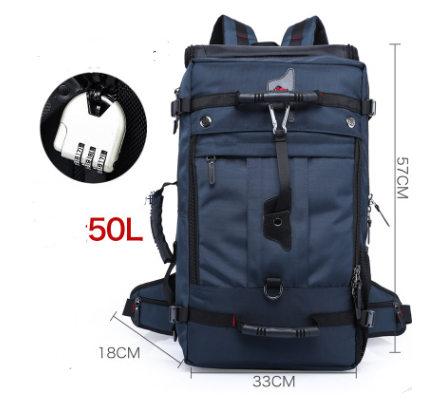 New double shoulder bag Oxford cloth bags male outdoor backpack large capacity baggage bag multifunction hiking bag - Blue Force Sports