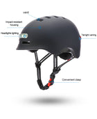 Skateboard Cycling Electric Vehicle Lighting Warning Smart Light Safety Sports Helmet - Blue Force Sports