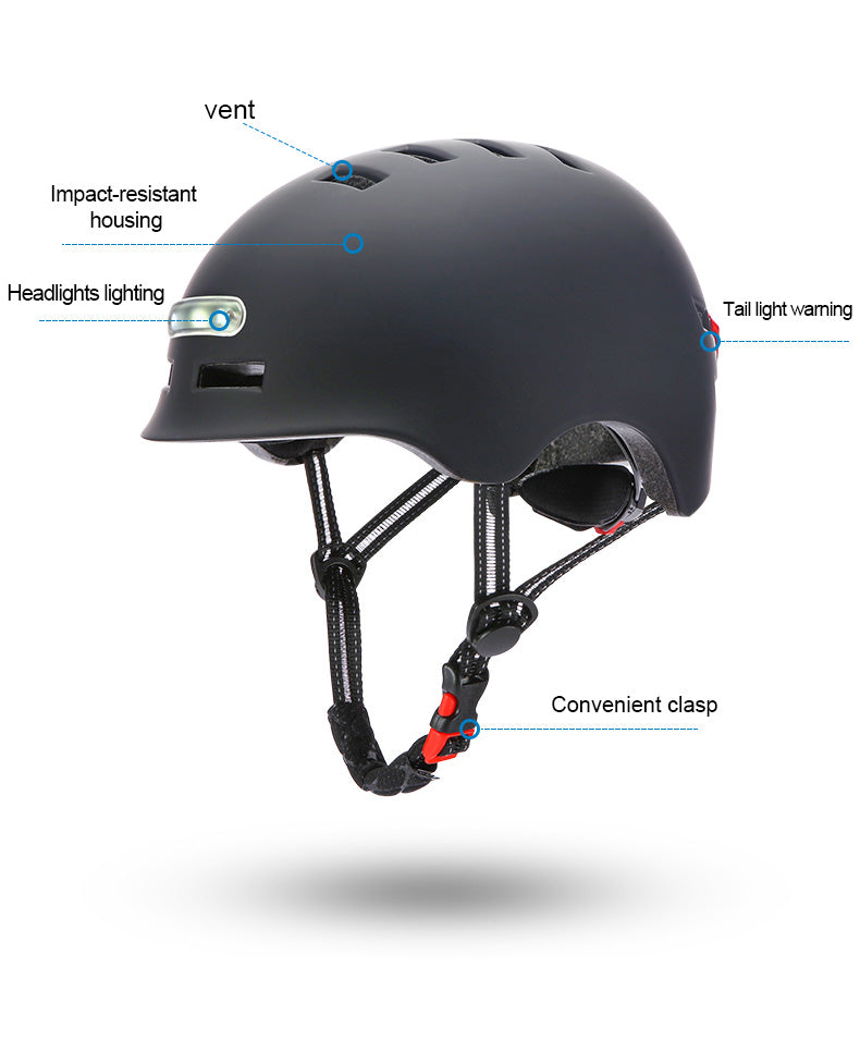 Skateboard Cycling Electric Vehicle Lighting Warning Smart Light Safety Sports Helmet - Blue Force Sports