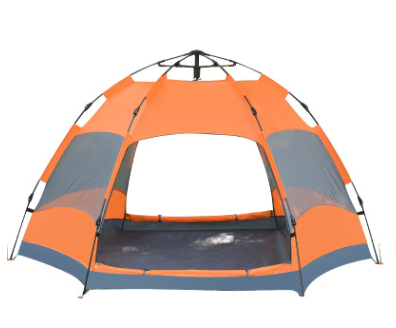 Automatic Hexagonal Tent Multi-Person Double-Layer Outdoor Camping Rain Tent - Blue Force Sports