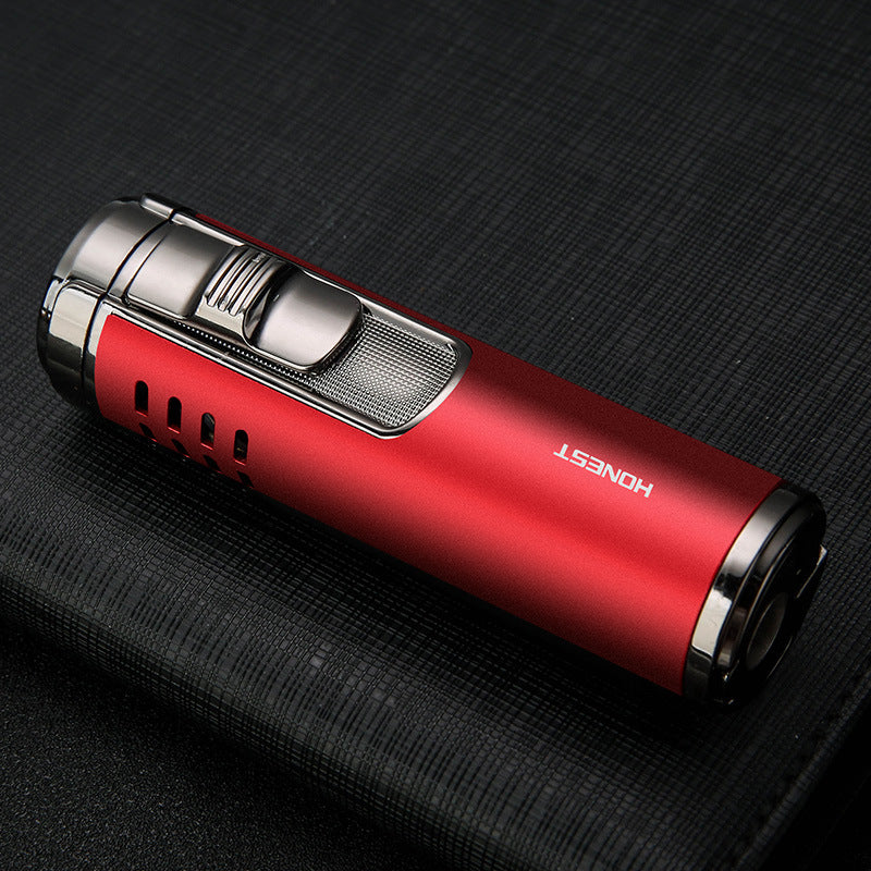 Cylindrical Metal Inflatable Four-straight Cigar Lighter - Blue Force Sports