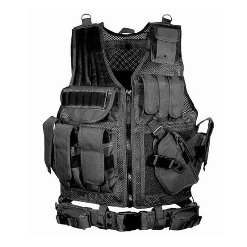 Tactical Vest Military Combat Army Armor Vests Molle Airsoft Plate Carrier Swat Vest Outdoor Hunting Fishing CS Training Vest - Blue Force Sports