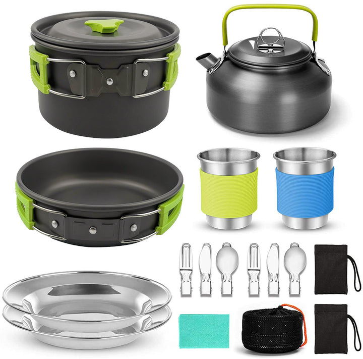 Camping Cooker Outdoor Teapot Combination Picnic Pot Set - Blue Force Sports