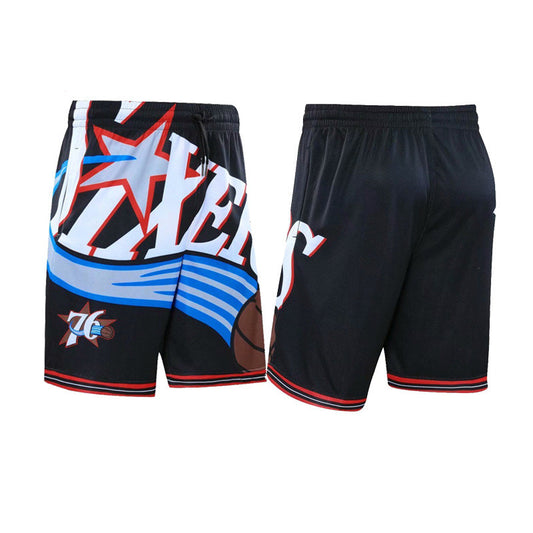 76-person Retro Basketball Outdoor Running Sports Beach Casual Loose Breathable Trendy Fashion Shorts - Blue Force Sports