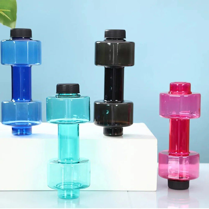 Multifunktionale Wasserflasche in Hantelform für Fitnessbegeisterte