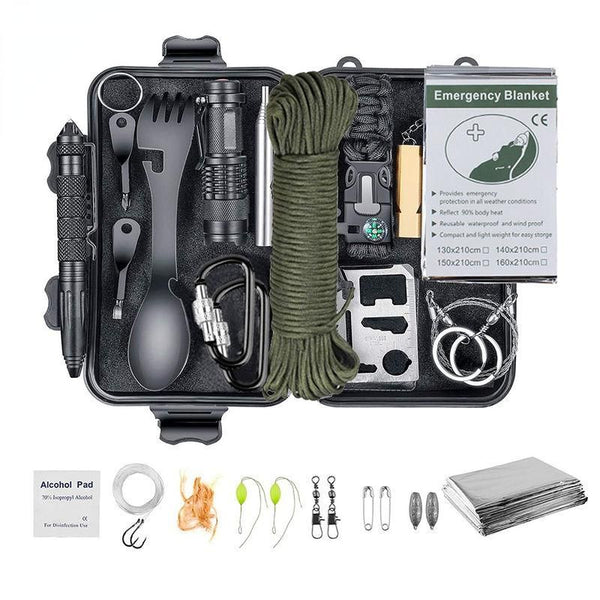 Ultimate Outdoor Survival Kit: 15-in-1 Tactical & First Aid Equipment for Camping and Adventure