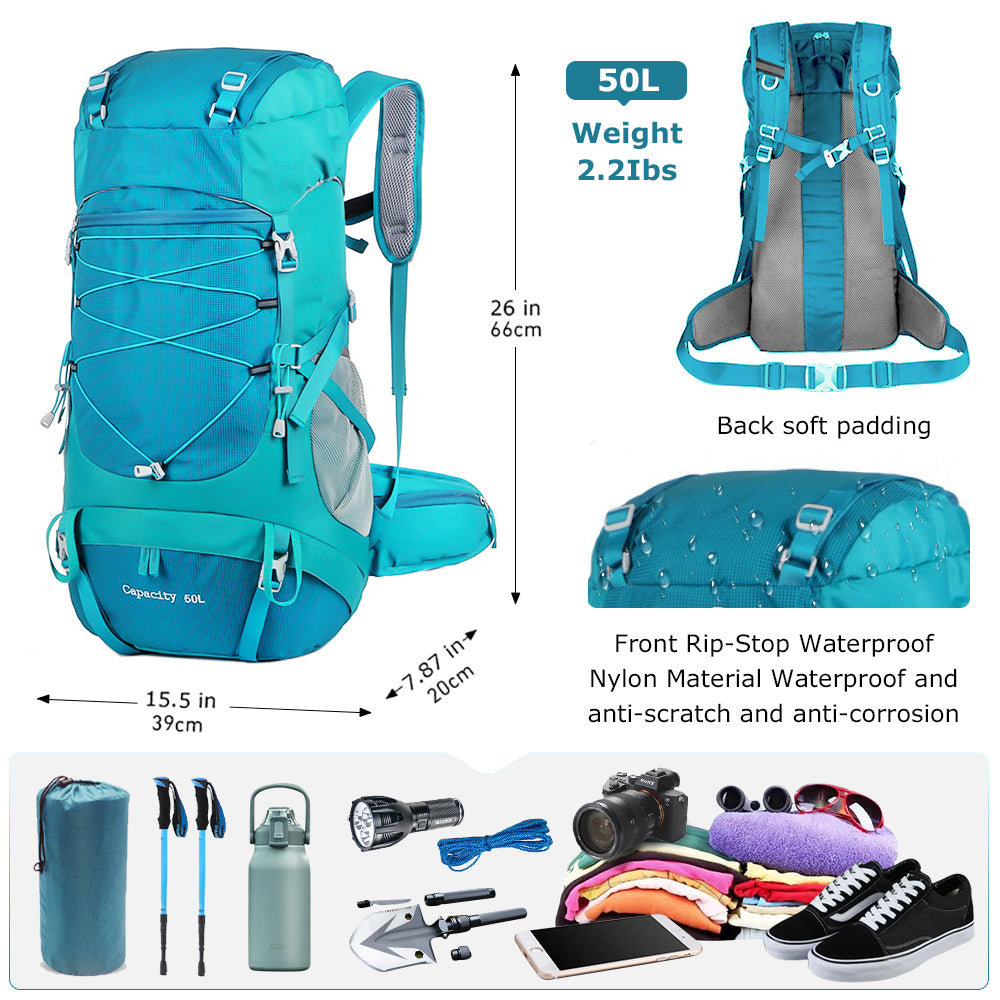 50 l multifunktionaler Outdoor-Wanderrucksack mit Regenschutz – ideal für Trekking und Camping