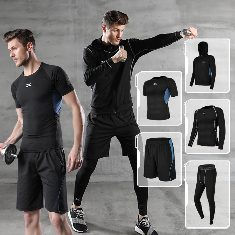 Running quick-drying basketball sports suit five-piece training suit - Blue Force Sports