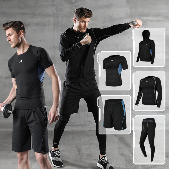Running quick-drying basketball sports suit five-piece training suit - Blue Force Sports
