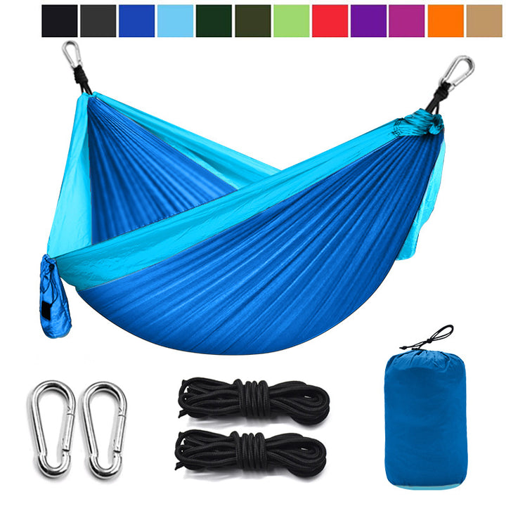 Ultralight Outdoor Camping Nylon Hammock Sleep Swing Tree Bed Garden Furniture Hanging Double Hammock Chair Hangmat - Blue Force Sports