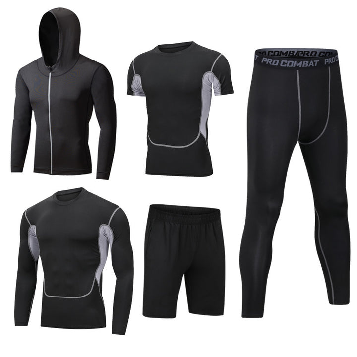 New 5-piece quick drying suit for leisure sports gym - Blue Force Sports