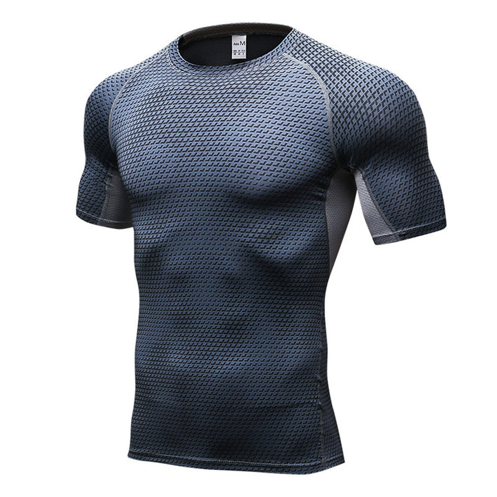 Men's Short Sleeve Quick Drying Clothes 3D Printing Fitness Running Training - Blue Force Sports