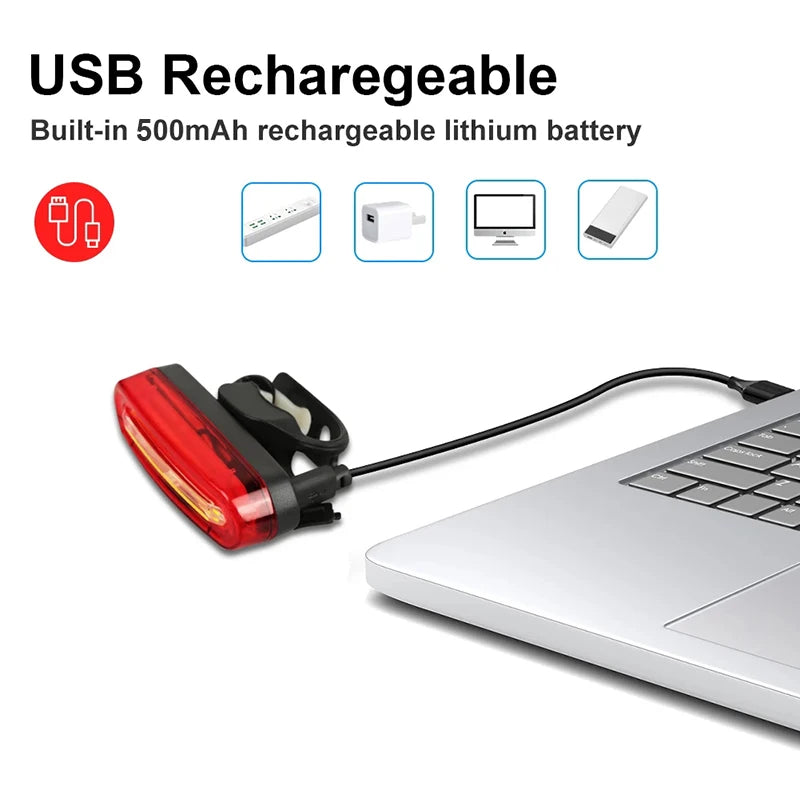 Wiederaufladbares LED-Rücklicht für Nachtfahrten per USB