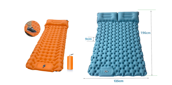 Outdoor Camping Travel Portable Inflatable Cushion Built-in Foot Inflatable - Blue Force Sports