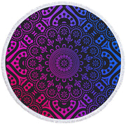 Round Printed Bath Towel Beach Towel Yoga Mat - Blue Force Sports