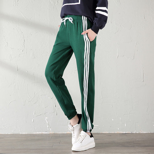 With velvet sport watch in autumn and winter winter female big fat code MM student casual pants loose warm nosing trousers