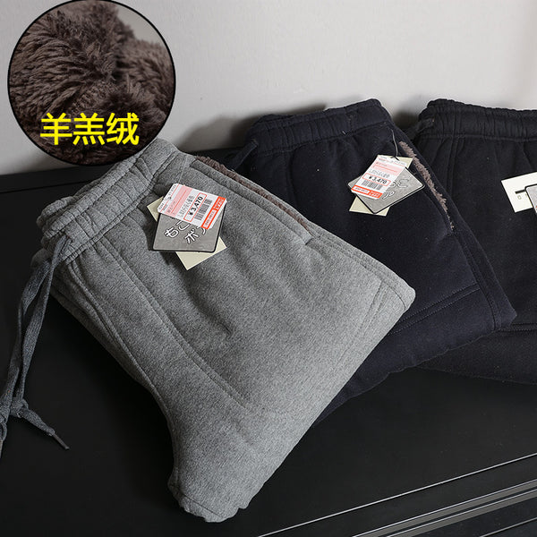 Foreign trade on a single new winter sweat pants men lamb plus velvet sport pants trousers thick - Blue Force Sports