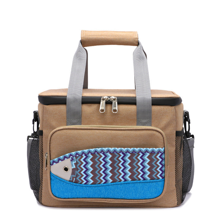 Fish Pattern Cooler Bags Lunch Box Bag EVA Insulation Waterproof Portable Lunch Bag Outdoor Multifunctional Picnic Bag - Blue Force Sports